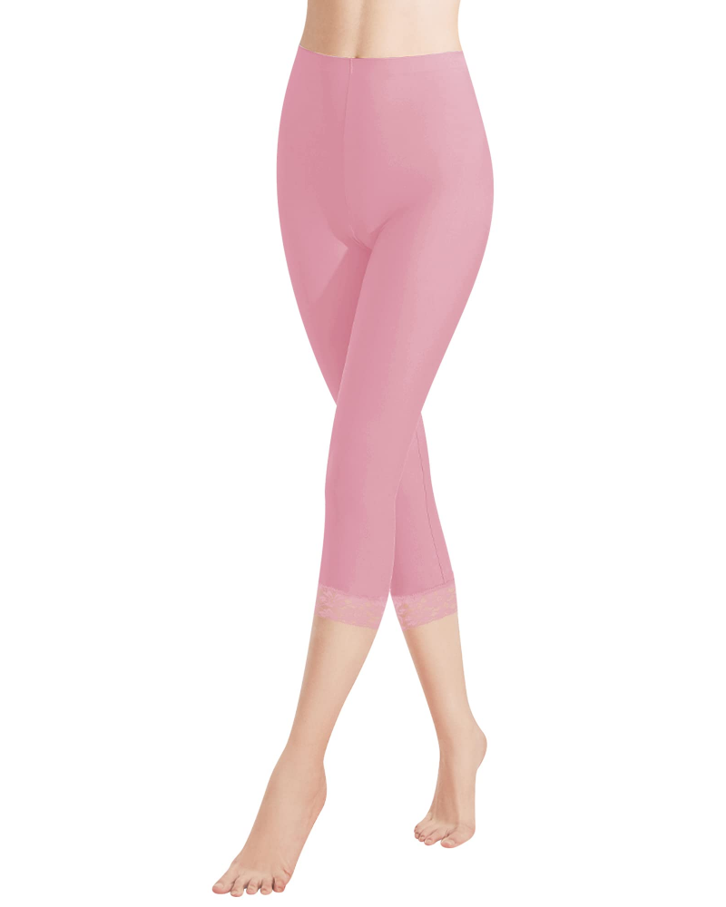 Leggings capri da donna Sabine – Cotone, vita alta, pizzo e taglio 3/4 elasticizzato