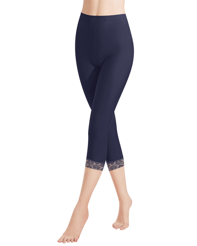 Leggings capri da donna Sabine – Cotone, vita alta, pizzo e taglio 3/4 elasticizzato