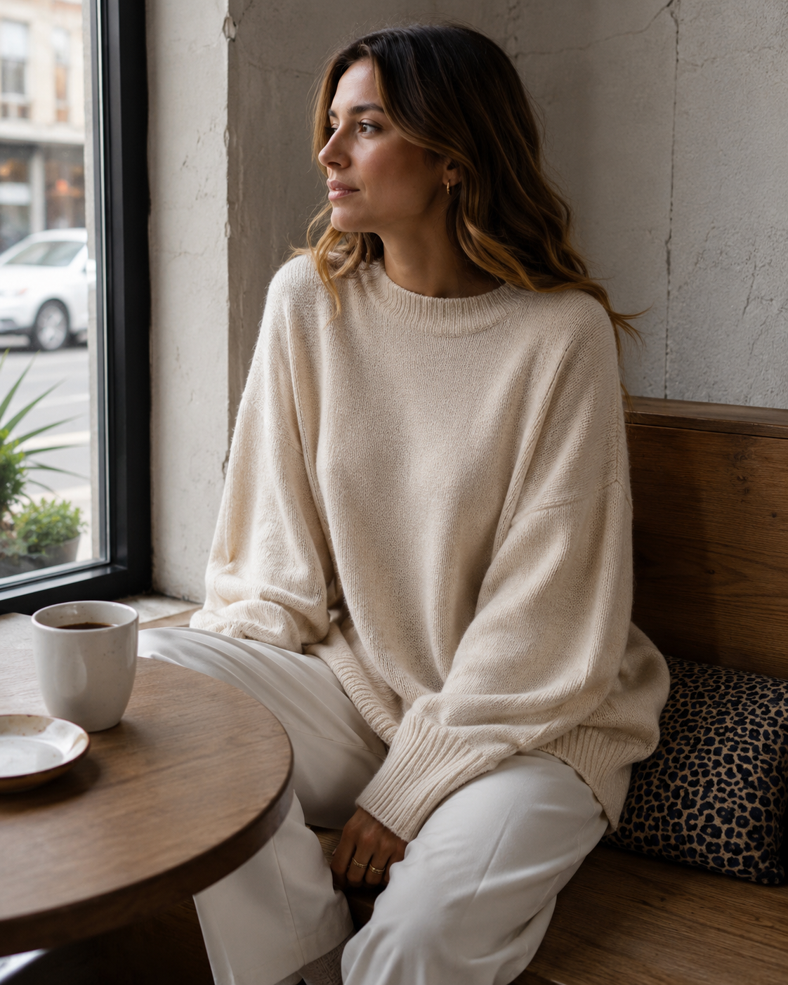 Poncho de malha Blythe para mulher – Malha suave, mangas morcego e bainha assimétrica