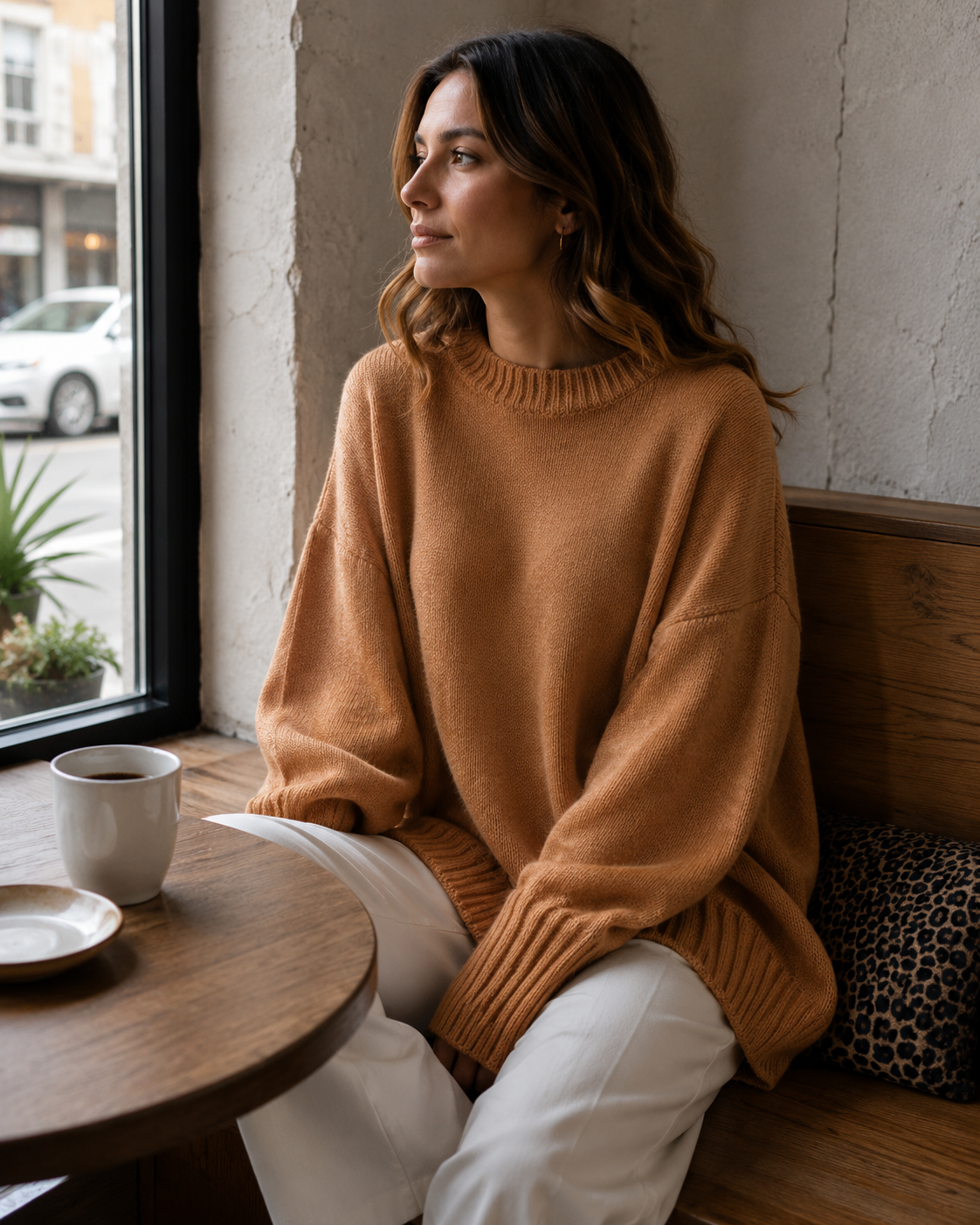 Poncho de malha Blythe para mulher – Malha suave, mangas morcego e bainha assimétrica