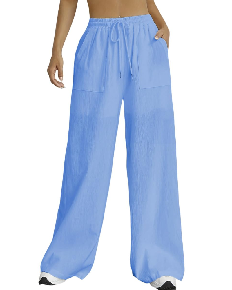 Merryn Damen-Palazzohose – High-Waist mit Kordelzug, weiter Schnitt und Taschen