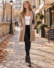Sally lang ternet cardigan til kvinder – oversize-pasform, åben front og store lommer
