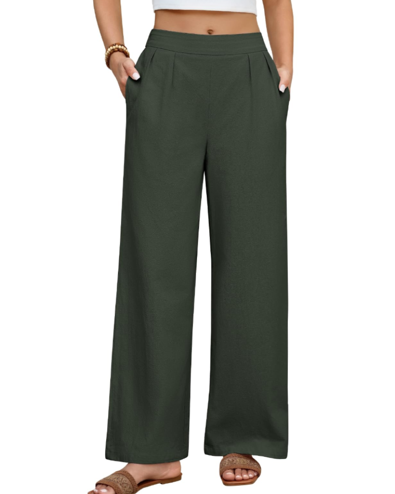 Marlowe Women's Plus-Size Trousers – Lightweight Cotton, Elasticated High Waist & Pockets