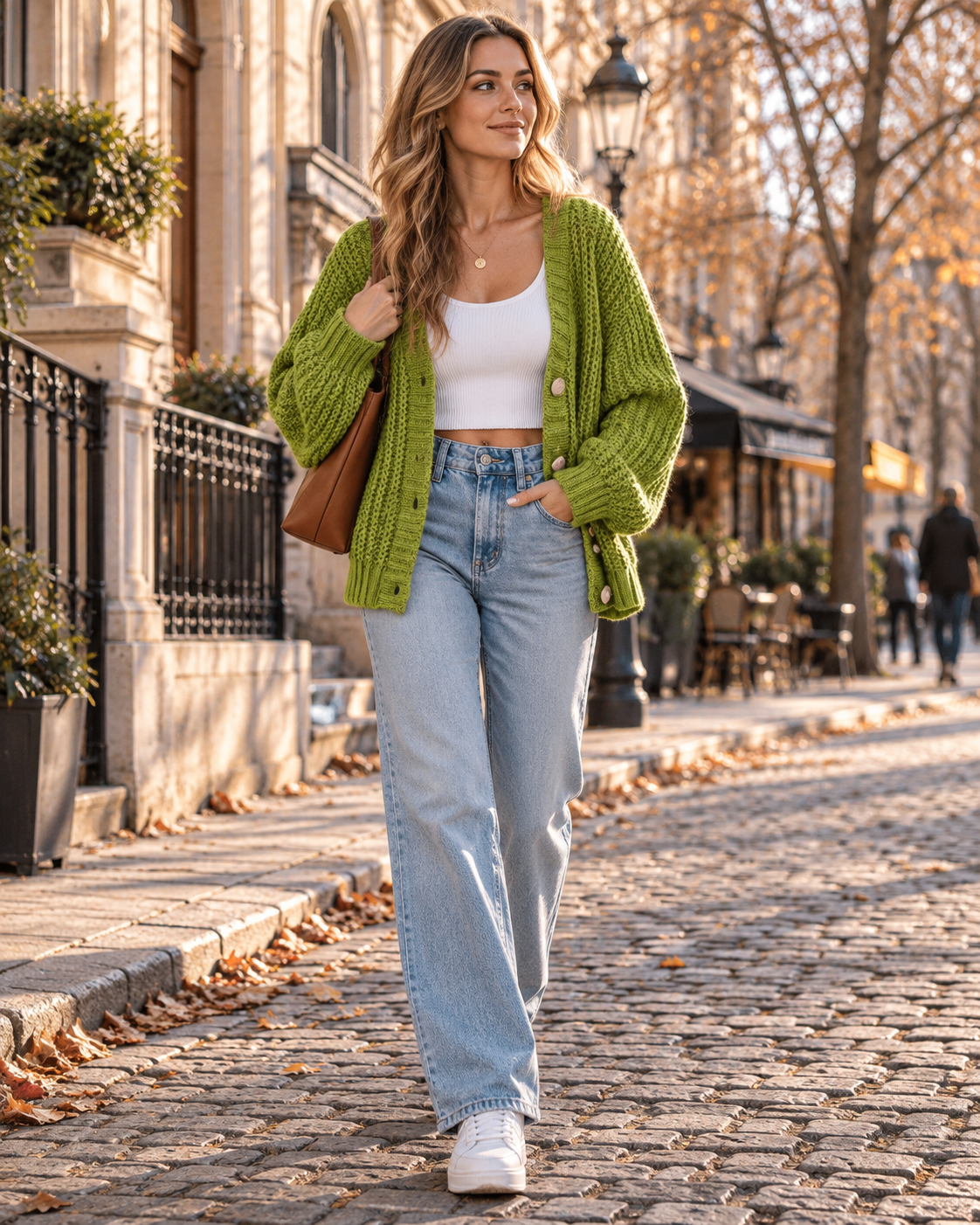 Damen-Cardigan Winona – Grobstrick, V-Ausschnitt, Oversize-Schnitt und Knöpfe
