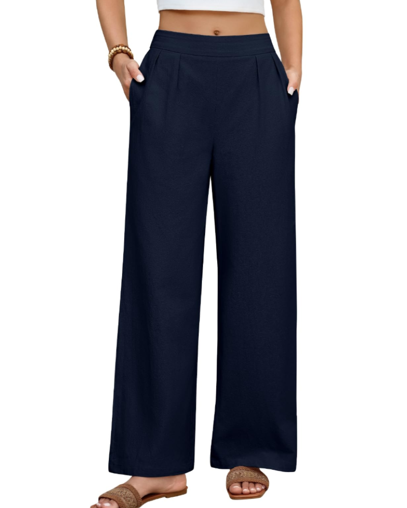 Marlowe Women's Plus-Size Trousers – Lightweight Cotton, Elasticated High Waist & Pockets
