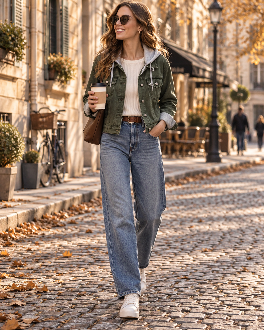 Corina Damen-Jeansjacke – Abnehmbare Kapuze, Taschen und Knopfverschluss