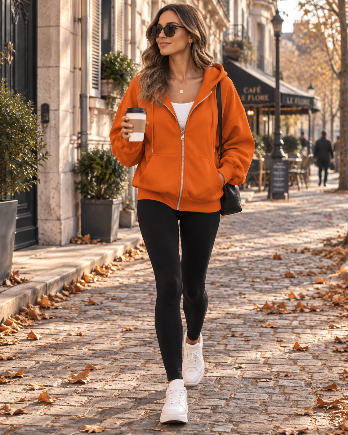 Solen Sweat Court Femme – Capuche, Zip Intégral, Coupe Ample et Poches
