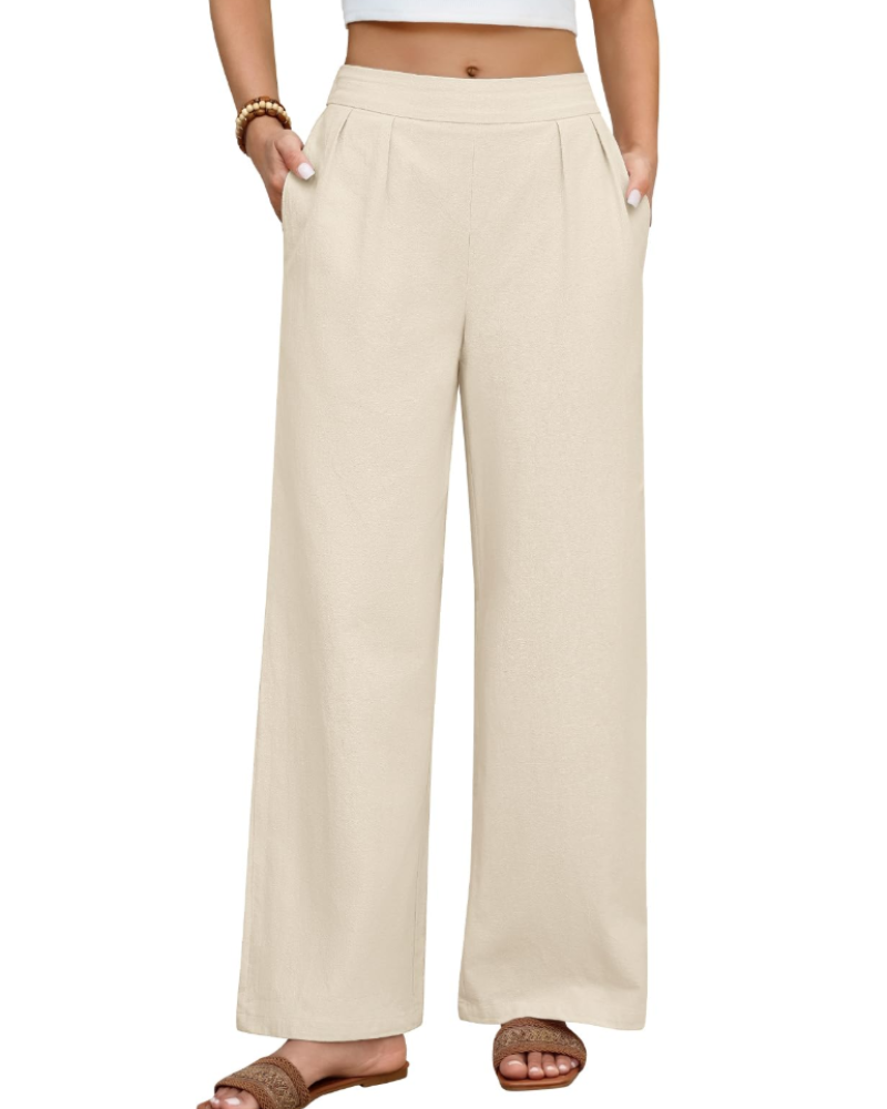 Marlowe Women's Plus-Size Trousers – Lightweight Cotton, Elasticated High Waist & Pockets