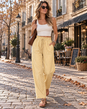 Hailey Damenhose mit Streifen – hoher elastischer Bund, weite Passform und Taschen