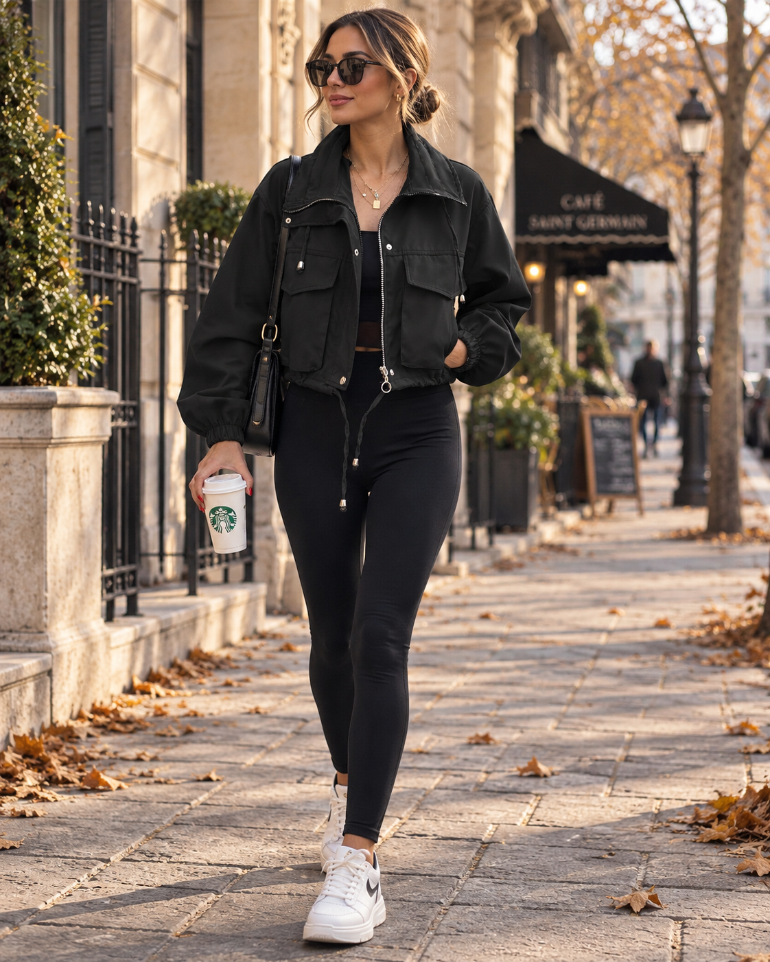 Deena Kurzjacke für Damen – Oversize-Schnitt, Reißverschluss und Cargotaschen