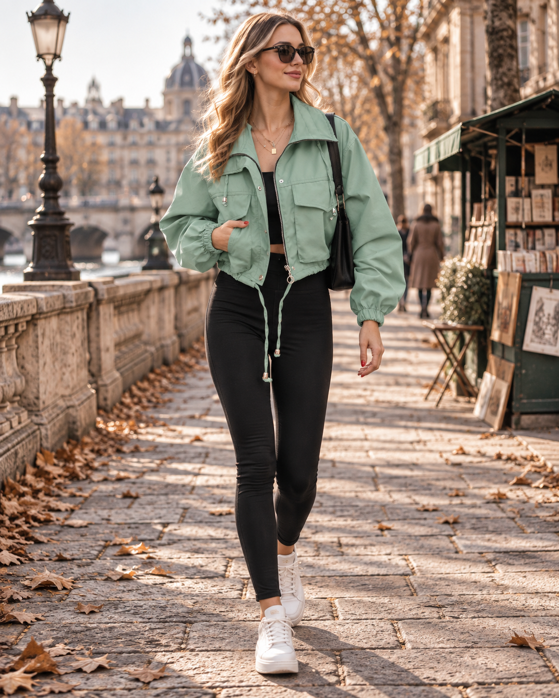 Deena Kurzjacke für Damen – Oversize-Schnitt, Reißverschluss und Cargotaschen