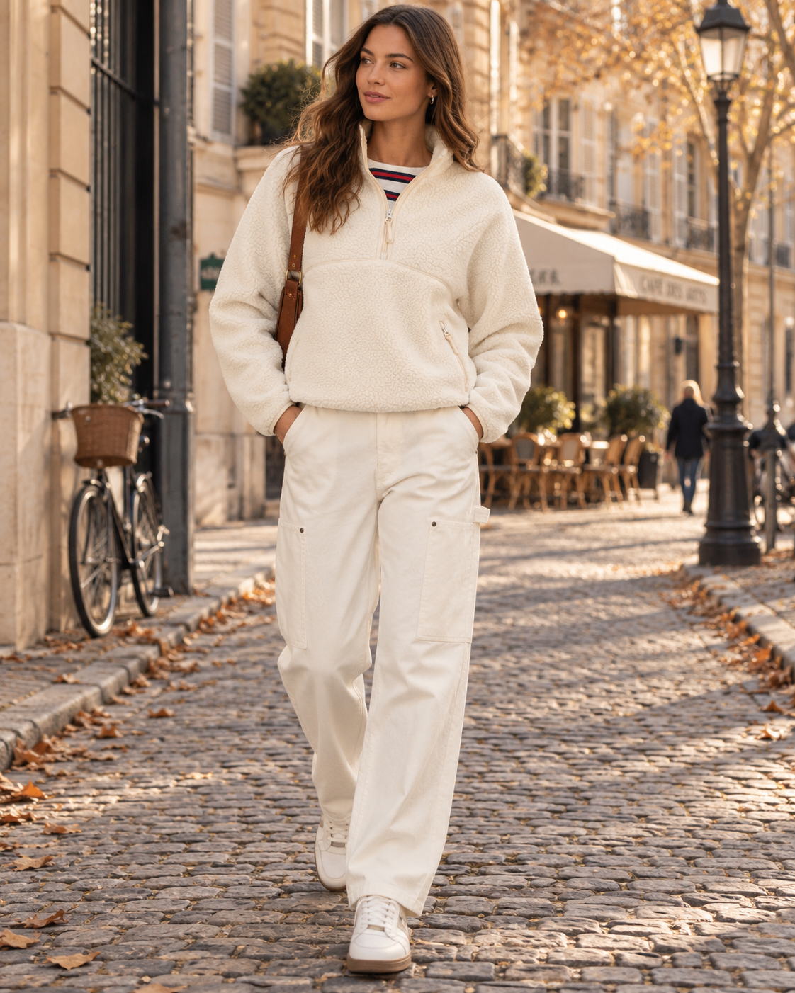 Daisy fleecepullover til kvinder – høj hals med halvlång lynlås, løs pasform & sidelommer