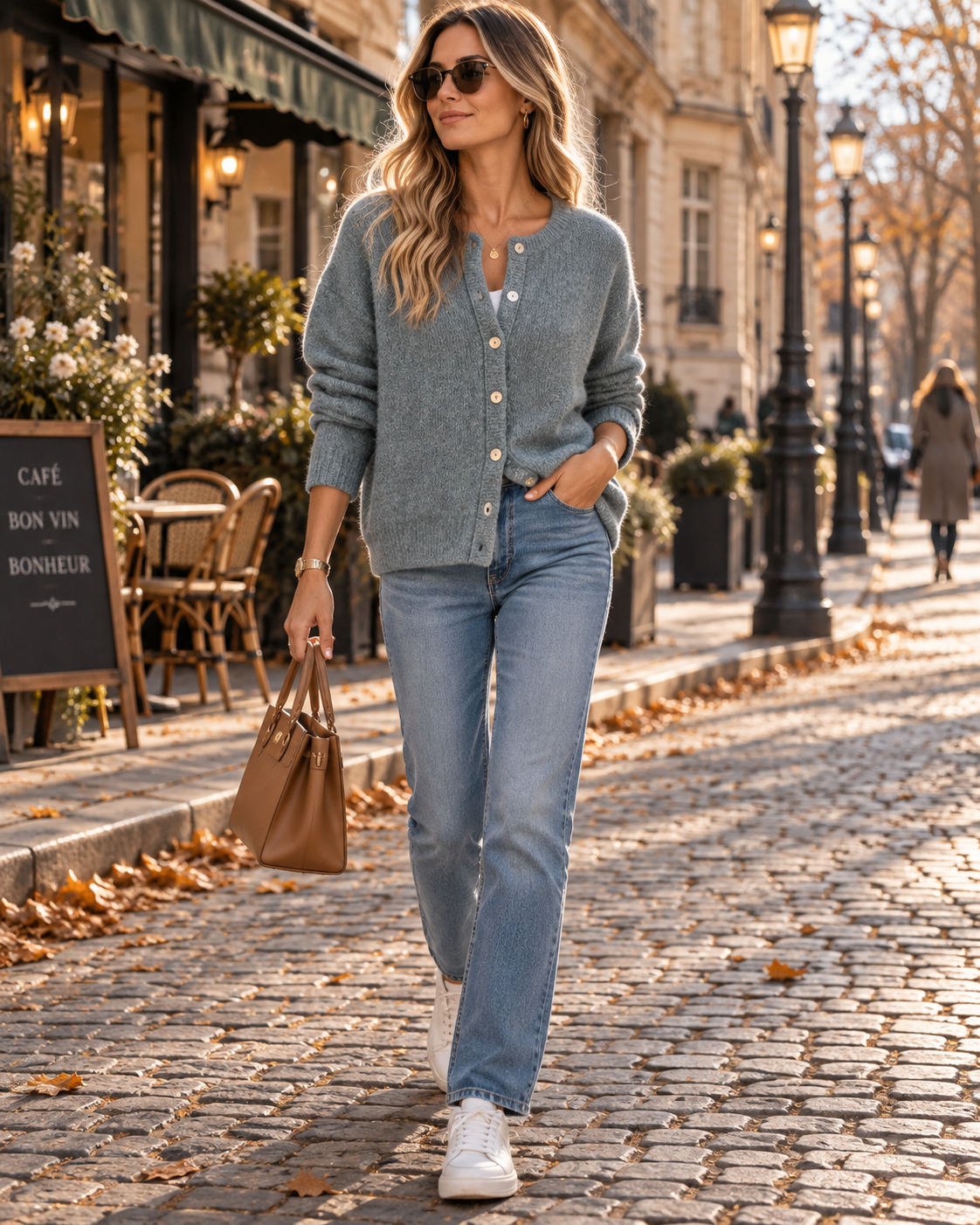 Giselle Women's Cropped Cardigan – Soft Knit, Crew Neck, Buttons & Long Sleeves