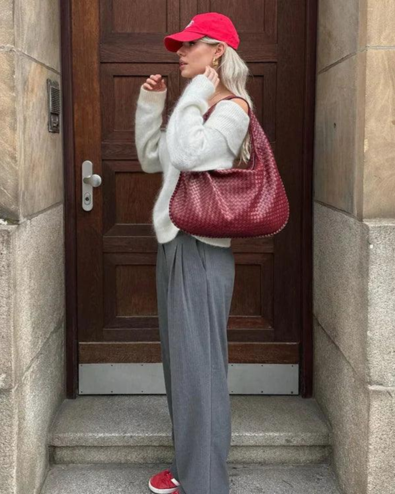 Rowena Bolso de Mano para Mujer – Bolso Bandolera Trenzado de Cuero Vegano con Compartimentos con Cremallera