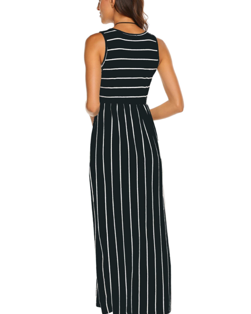 Vestito lungo estivo da donna Lily – Canotta bohémien con vita elastica e tasche