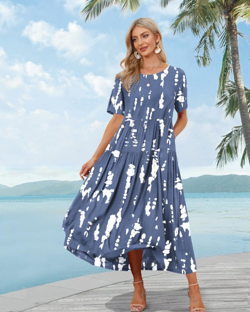 Vestido Faun Robe Fleurie Bohemio para Mujer – Vestido Largo de Cintura Imperio con Bolsillos