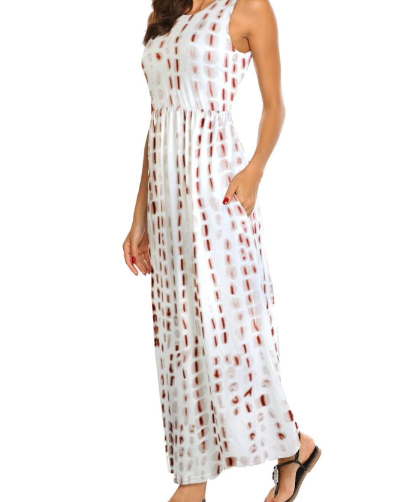 Vestito lungo estivo da donna Lily – Canotta bohémien con vita elastica e tasche