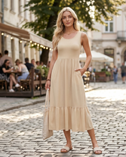 Cara Maxi Dress for Women Summer – Sleeveless, Round Neck & Pockets