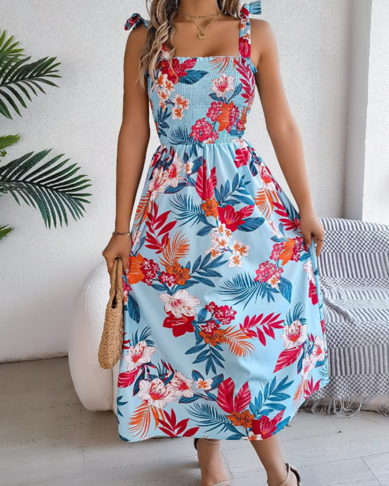 Vestido Ariadne con Flores para Mujer – Vestido de Verano Fluido con Corte Femenino Elegante y Ligero