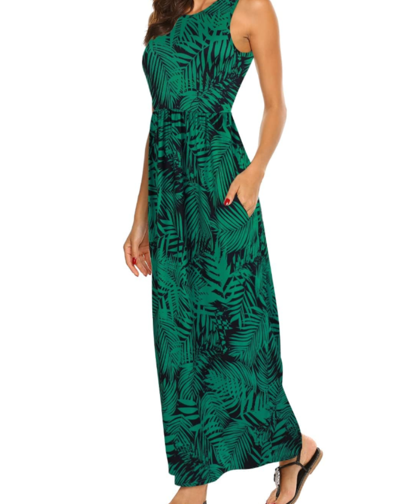 Vestito lungo estivo da donna Lily – Canotta bohémien con vita elastica e tasche