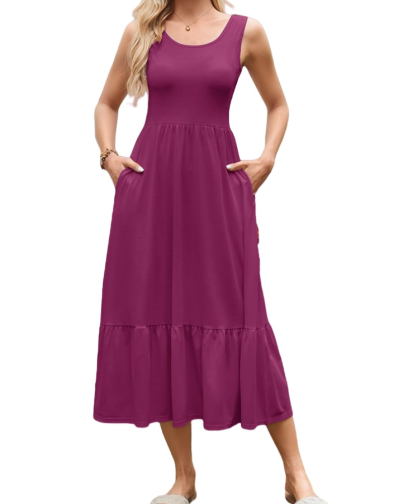 Cara Maxi Dress for Women Summer – Sleeveless, Round Neck & Pockets