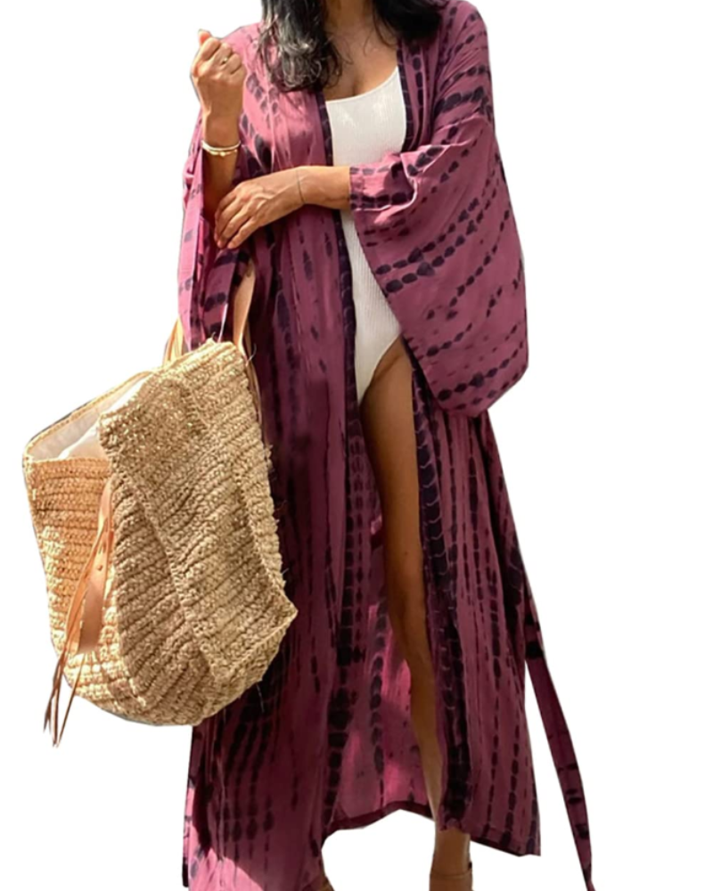 Kaftán Serena para mujer maxi – vestido largo bohemio ligero con cubre-bañador de playa