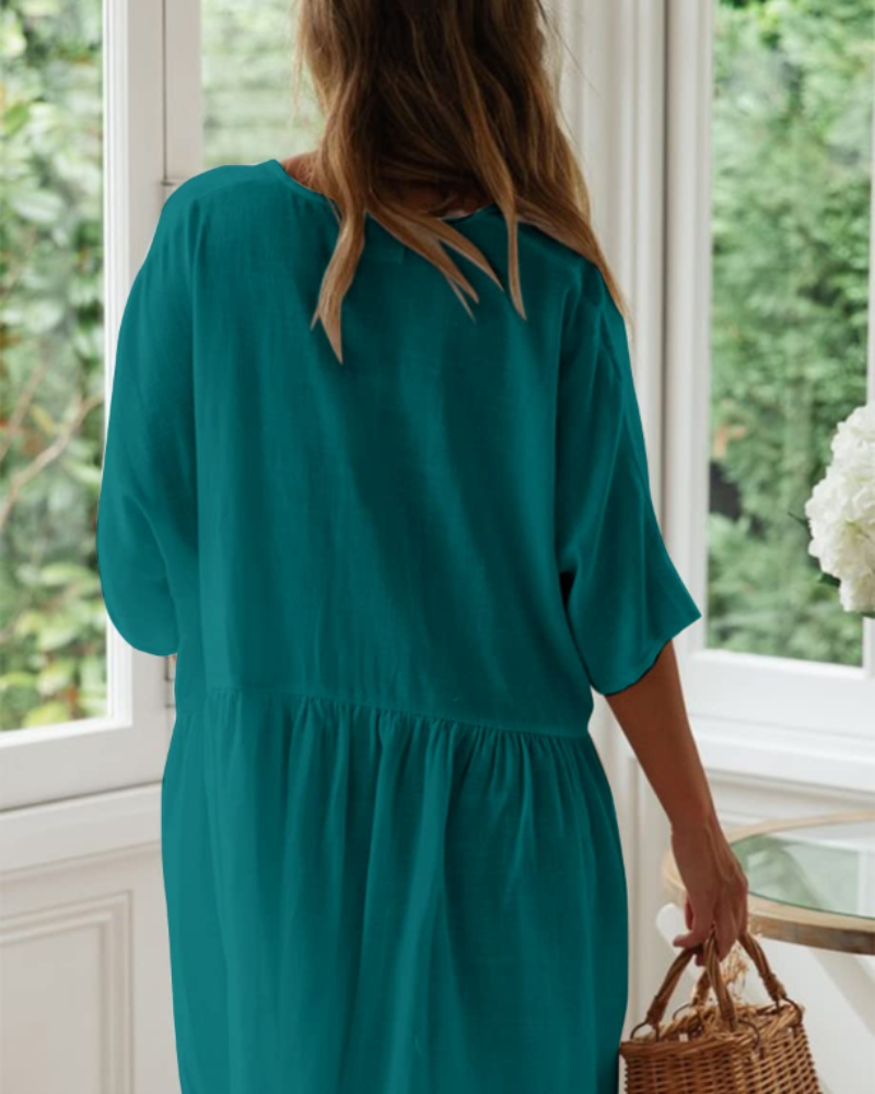 Blythe Vestito da Spiaggia Donna – Vestito Oversize con Scollo a V e Tasche in Rayon
