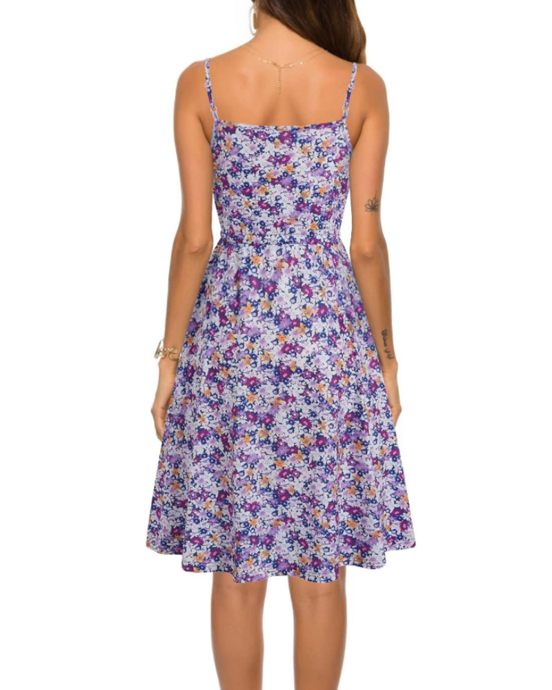 Maris Sommerkleid für Damen – Mini-Kleid mit V-Ausschnitt und dünnen Trägern, fließend