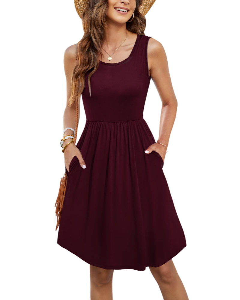 Eden Kleid Tunika Damen – Freie Schultern, Rundhalsausschnitt & Taschen