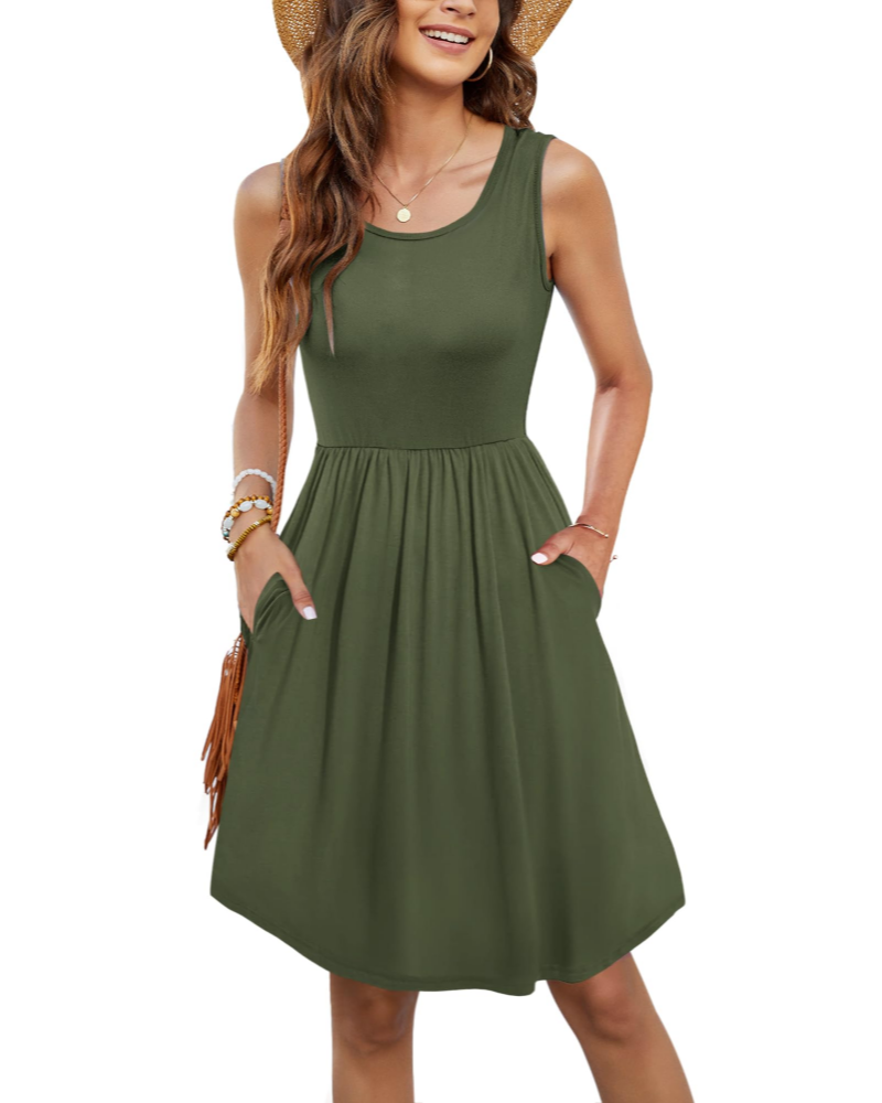 Eden Kleid Tunika Damen – Freie Schultern, Rundhalsausschnitt & Taschen
