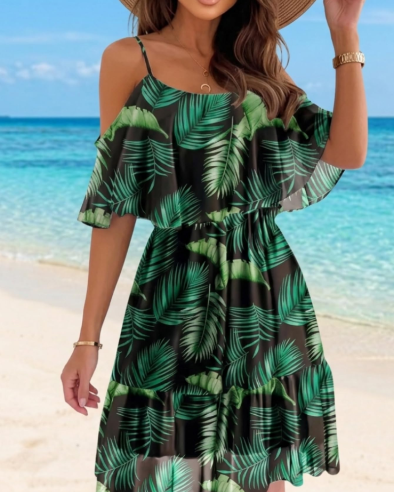 Vestido Mini Fleurie para Mujer Evelyn – Vestido de Verano con Hombros Descubiertos y Volantes