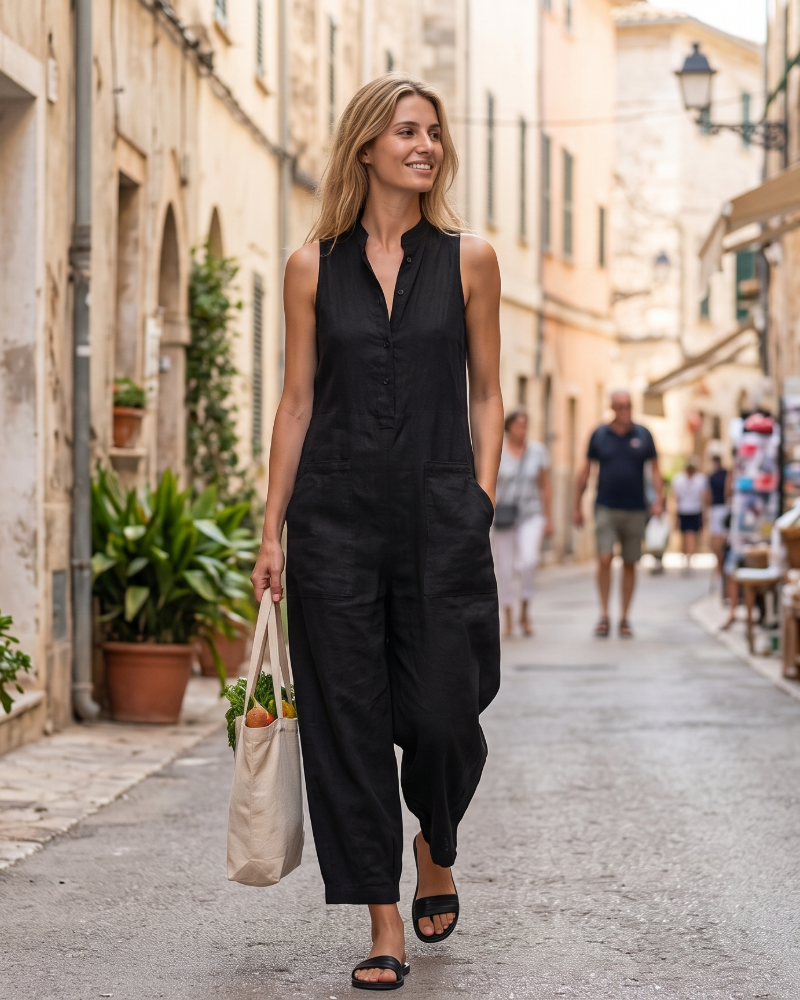 Skyler Mono para Mujer – Mono con Escote en V Sin Mangas, Pierna Ancha, Fluido y Elegante