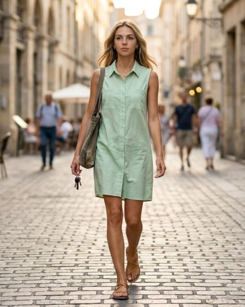 Georgia Midi Summer Dress for Women – V-Neck Sleeveless Buttoned