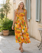 Vestido Ariadne con Flores para Mujer – Vestido de Verano Fluido con Corte Femenino Elegante y Ligero