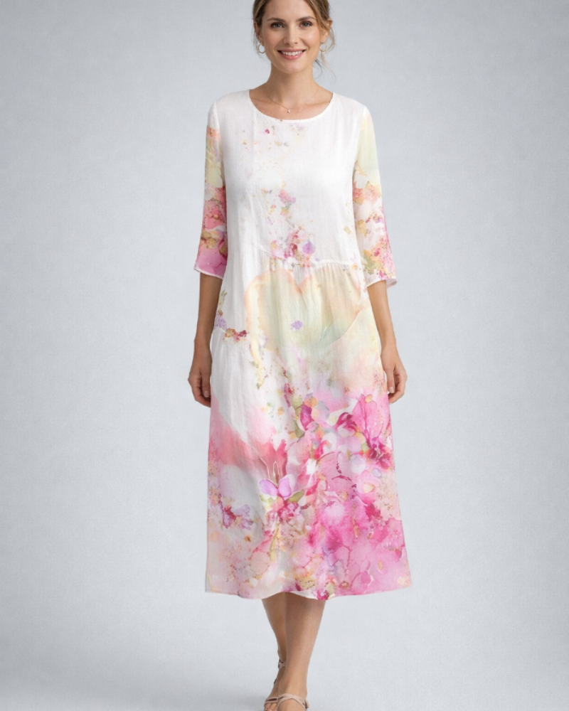 Paloma Elegantes Kleid Damen – Blumenkleid aus Baumwolle, schmeichelhafter Schnitt & zeitloser Stil