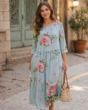 Paloma Elegantes Kleid Damen – Blumenkleid aus Baumwolle, schmeichelhafter Schnitt & zeitloser Stil