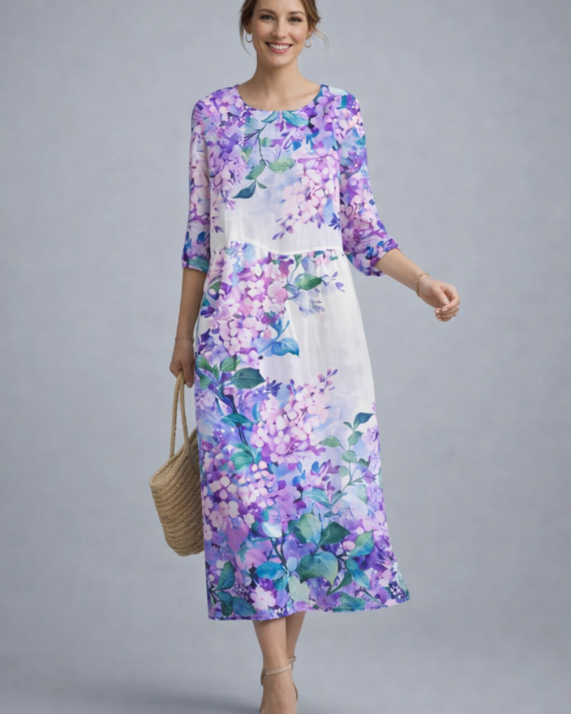 Paloma Elegantes Kleid Damen – Blumenkleid aus Baumwolle, schmeichelhafter Schnitt & zeitloser Stil