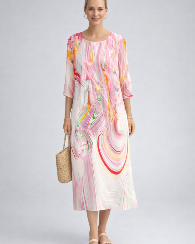 Paloma Elegantes Kleid Damen – Blumenkleid aus Baumwolle, schmeichelhafter Schnitt & zeitloser Stil