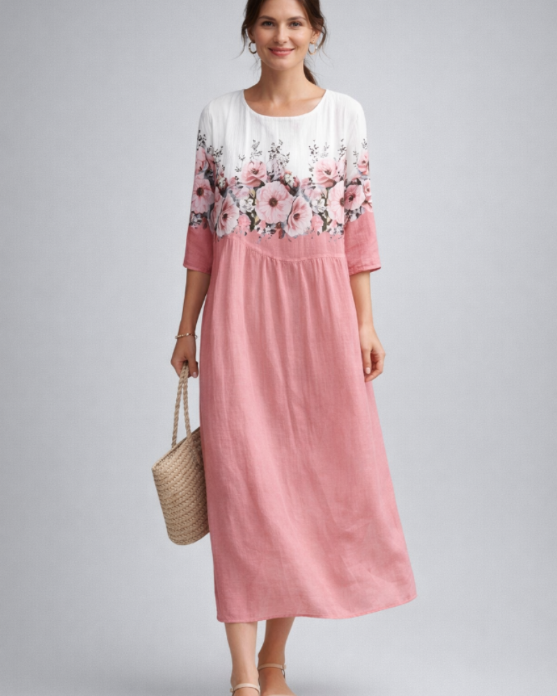 Paloma Elegantes Kleid Damen – Blumenkleid aus Baumwolle, schmeichelhafter Schnitt & zeitloser Stil