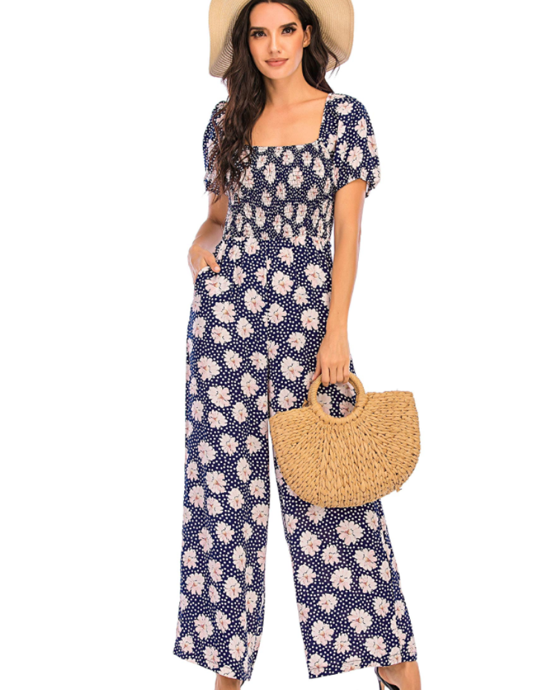 Tuta Donna Estiva Jasmine – Floreale Arricciata & Pantalone Largo