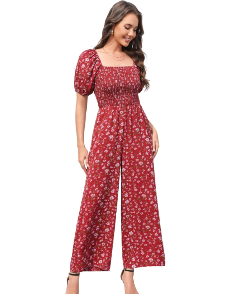 Tuta Donna Estiva Jasmine – Floreale Arricciata & Pantalone Largo