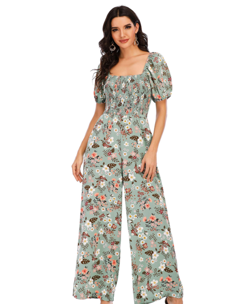 Tuta Donna Estiva Jasmine – Floreale Arricciata & Pantalone Largo
