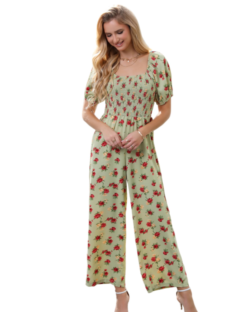 Tuta Donna Estiva Jasmine – Floreale Arricciata & Pantalone Largo