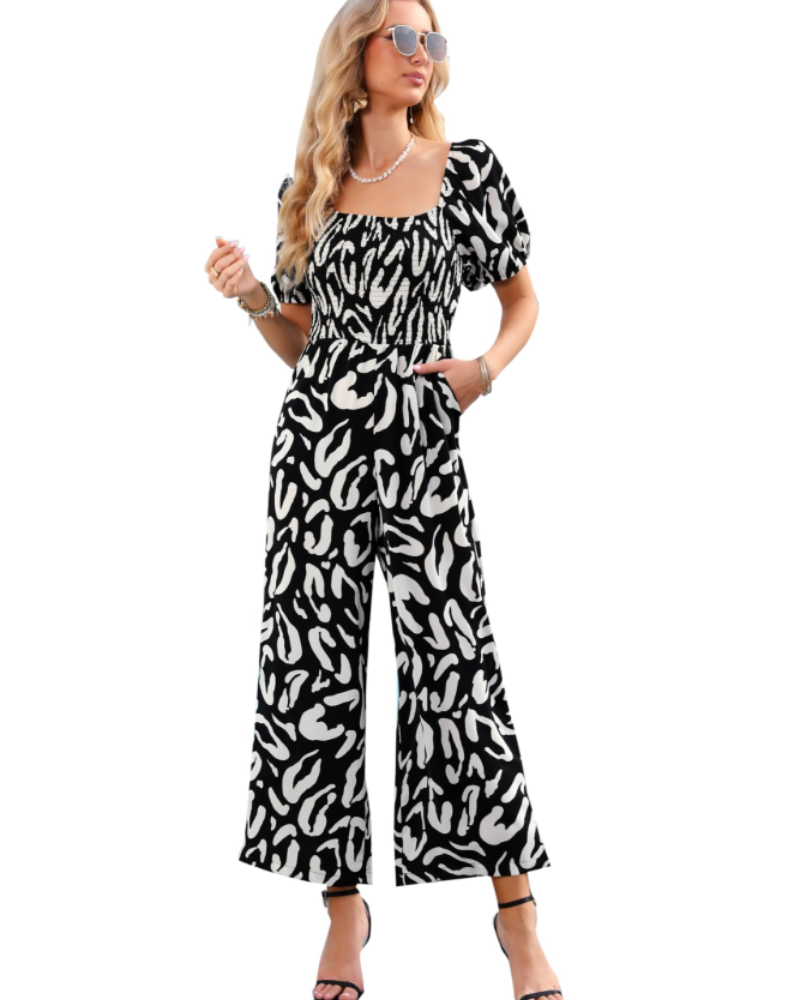 Tuta Donna Estiva Jasmine – Floreale Arricciata & Pantalone Largo
