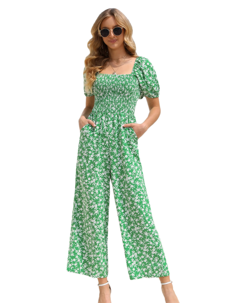 Tuta Donna Estiva Jasmine – Floreale Arricciata & Pantalone Largo