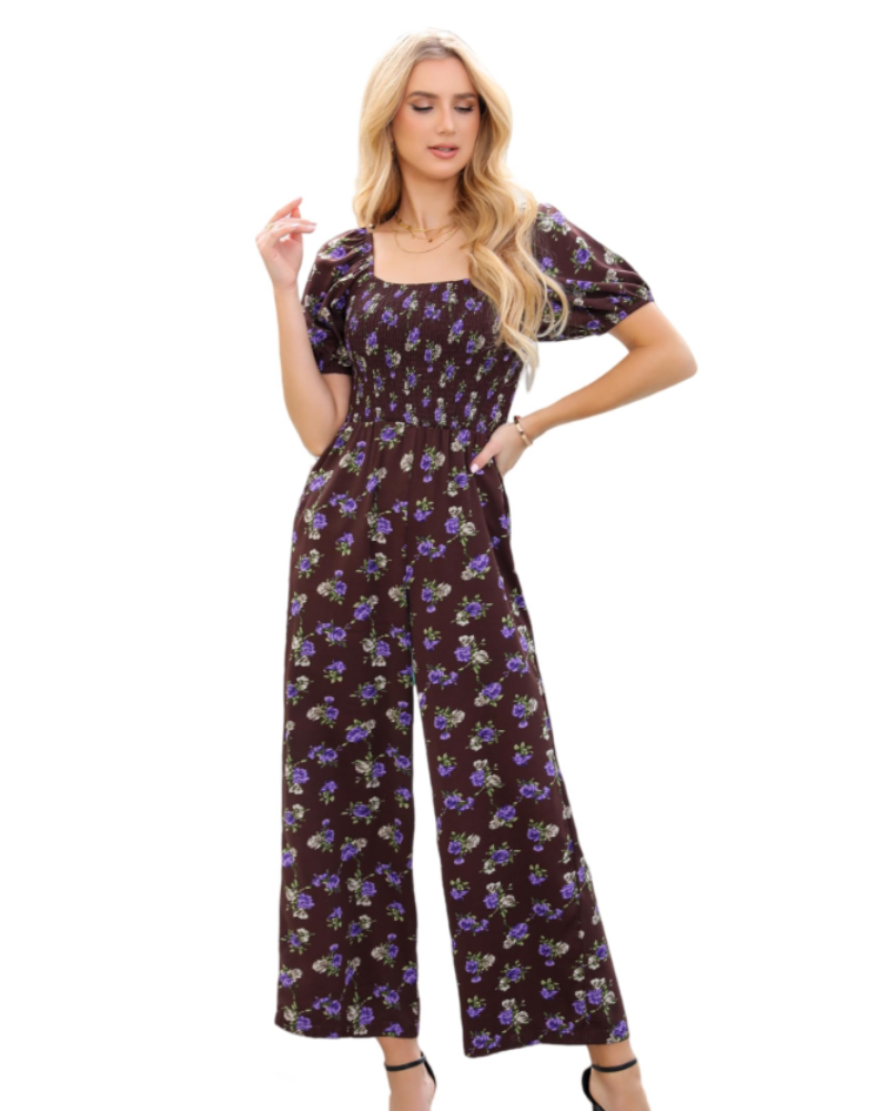 Tuta Donna Estiva Jasmine – Floreale Arricciata & Pantalone Largo