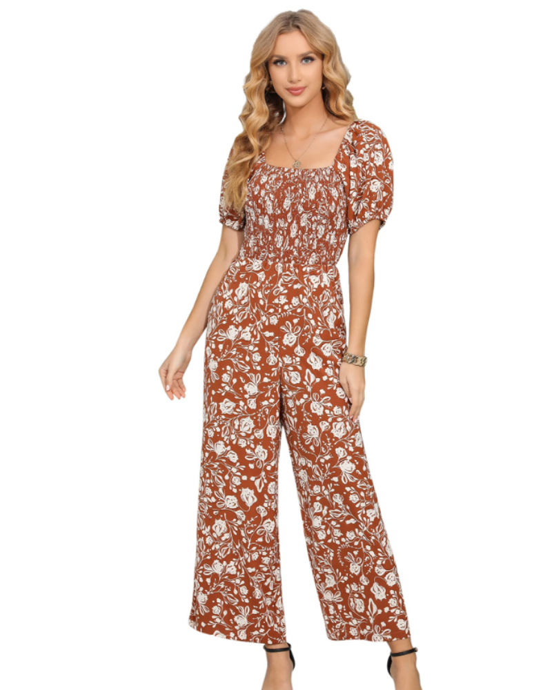 Tuta Donna Estiva Jasmine – Floreale Arricciata & Pantalone Largo