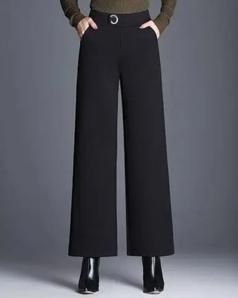 Odette Damenhose – Weite, hoch taillierte Hose mit Karomuster, eleganter moderner Schnitt