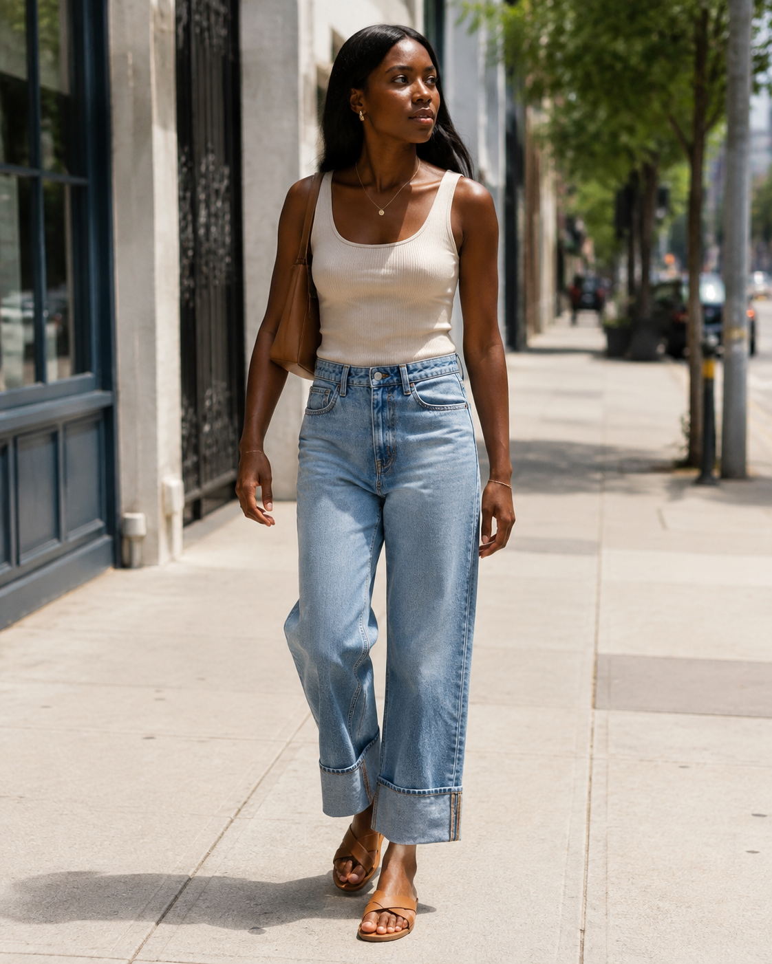 Maëlysia Lot de 2 Jeans Wide Leg Femme – Pantalons Denim Larges à Revers
