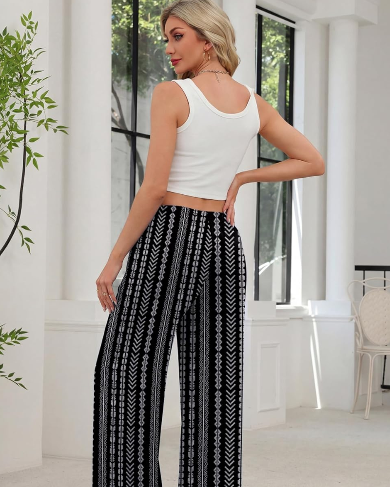 Rona Damenhose – Palazzo weit, fließend, elastischer Bund & Taschen